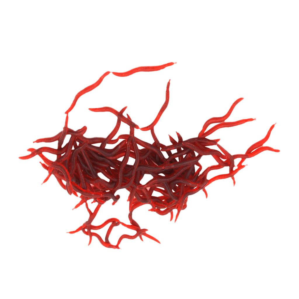 100Pcs Soft Earthworm Fishing Worm Lures Crankbaits for Freshwater and Saltwater