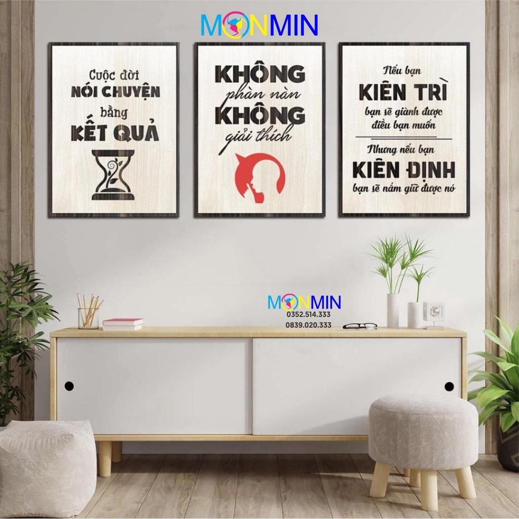 Combo 3 Tấm Tranh Slogan Gỗ tạo động lực khổ lớn 54x40cm