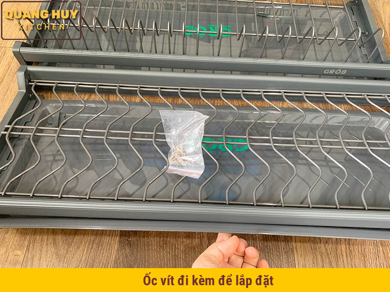 Giá úp bát 2 tầng cho tủ bếp trên inox sơn Nano bảo hành 15 năm han gỉ