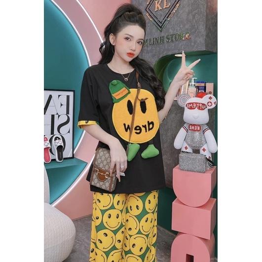 Set Bộ Mặc Nhà, Quần ống suông, áo thêu, hình thật trải sàn, Freesize 40-55kg, tuỳ chiều cao