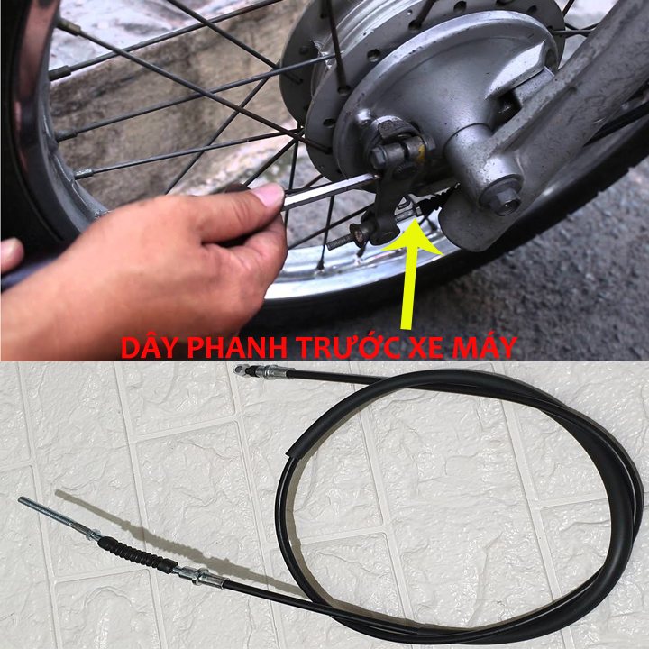Dây thắng TRƯỚC - PHANH CƠ - dây phanh TRƯỚC xe máy wave nhỏ anpha+ wave thái 1997-2006 *** 110cm-122cm - TB1223