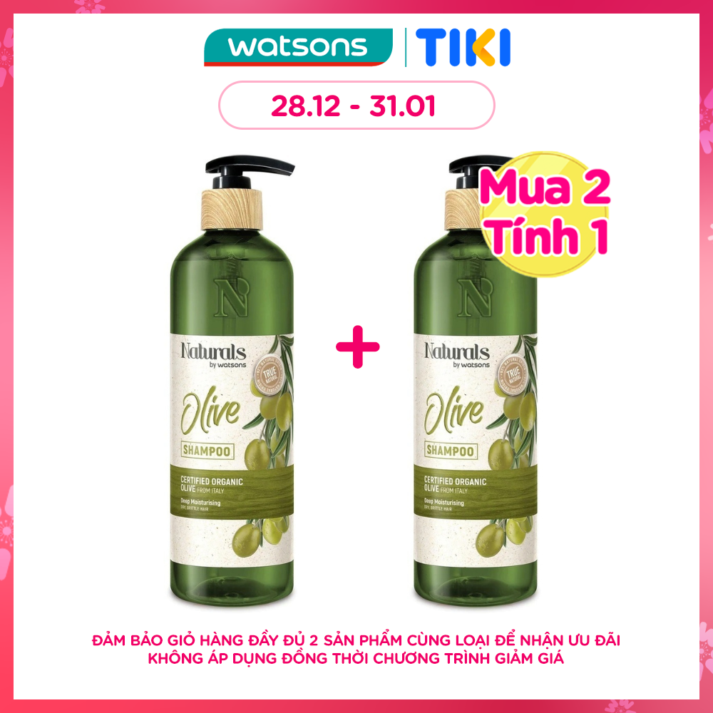 Dầu Gội Naturals By Watsons True Natural Chiết Xuất Olive 490ml