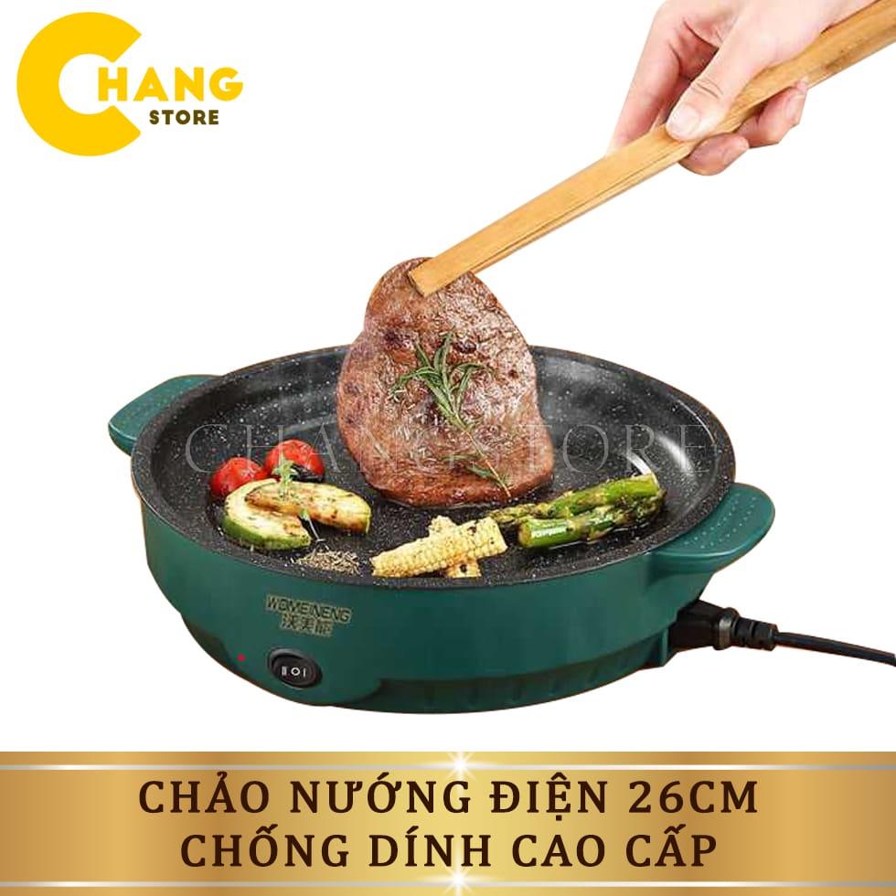 Chảo Nướng Điện Mini Đa Năng 26cm, Bếp Nướng Điện Chống Dính, Nướng Thịt BBQ Hàn Quốc