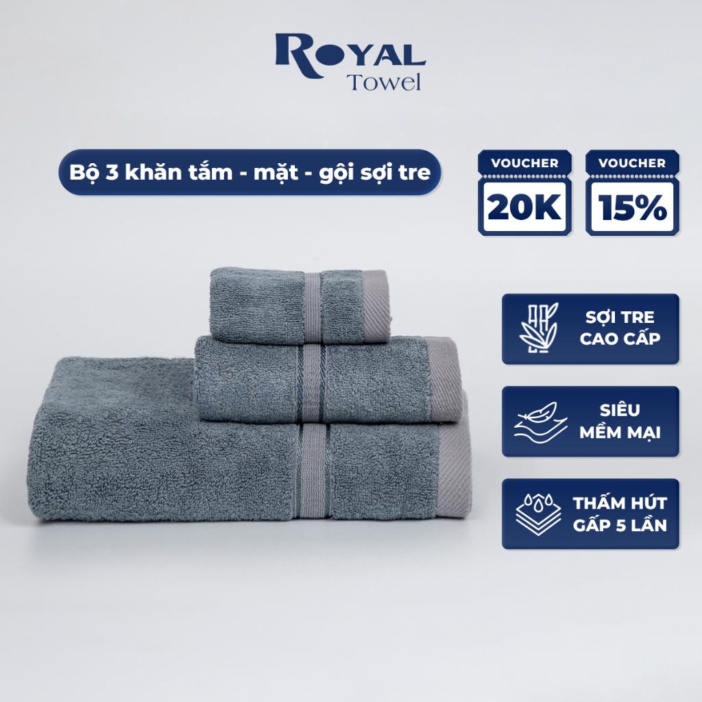 Bộ 3 khăn tắm gội mặt sợi tre mềm mại siêu thấm hút Royal Towel