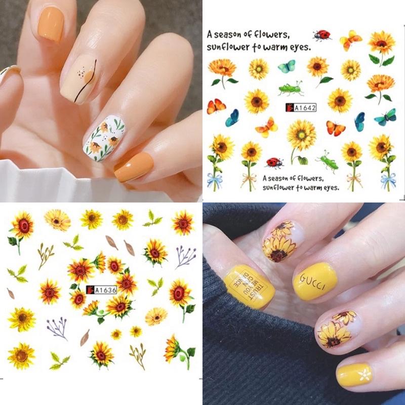 Combo 12 miếng Sticker hoa Hướng Dương trang trí móng nail