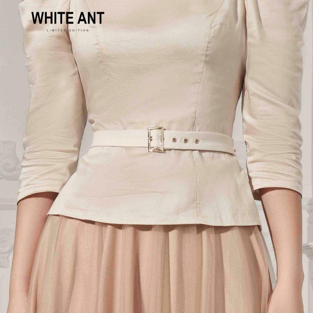 Sơ mi tay lỡ vai bồng nữ điệu đà White Ant vải Modal Hàng Thiết Kế Cao Cấp 170404002