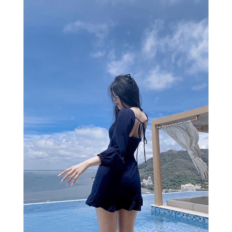 Đầm tay dài rút bụng xinh xắn