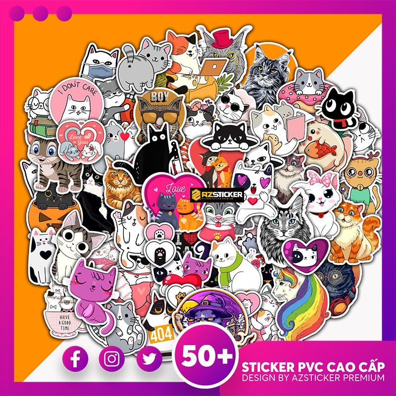 Sticker Cat - Sticker Mèo | Dán Nón Bảo Hiêm, Điện Thoại, Laptop, Bình Nước...Chống Nước, Chống Bay Màu