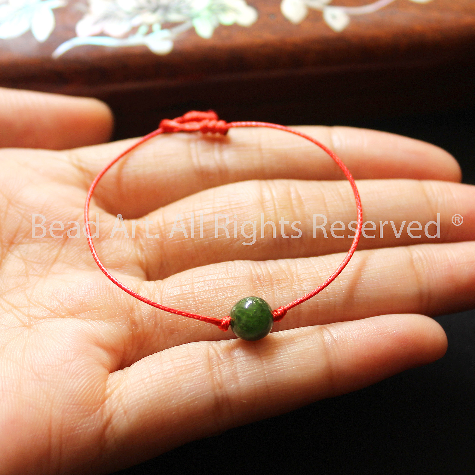 Vòng Tay Thắt Dây (Chỉ) Đỏ Handmade Đá Diopside Tự Nhiên, Vòng Tay Phong Thuỷ, Chuỗi Hạt, Trang Sức, Mộc, Hoả - Bead Art