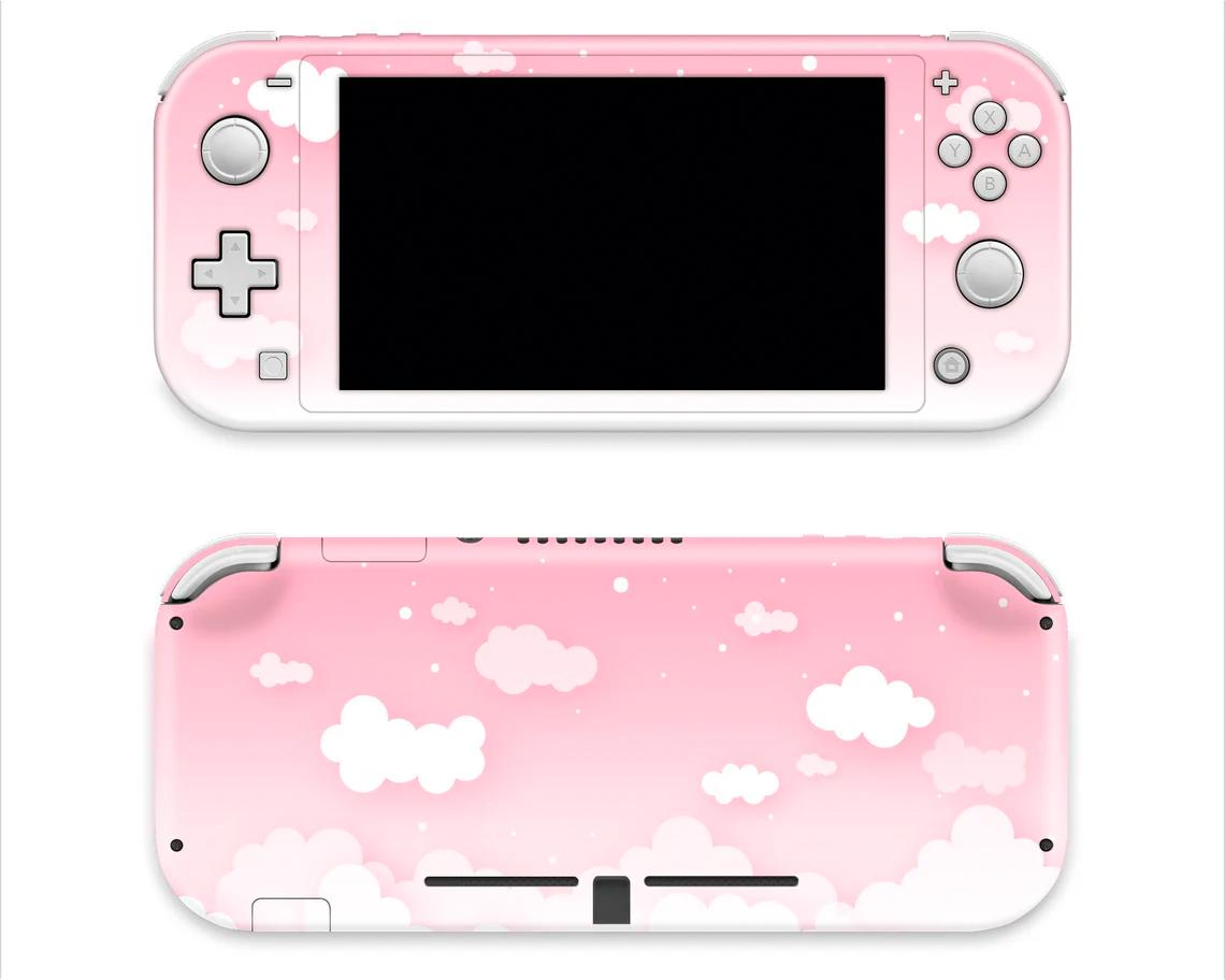 Skin decal dán Nintendo Switch Lite mẫu Màu Pastel mây trời hồng (dễ dán, đã cắt sẵn)