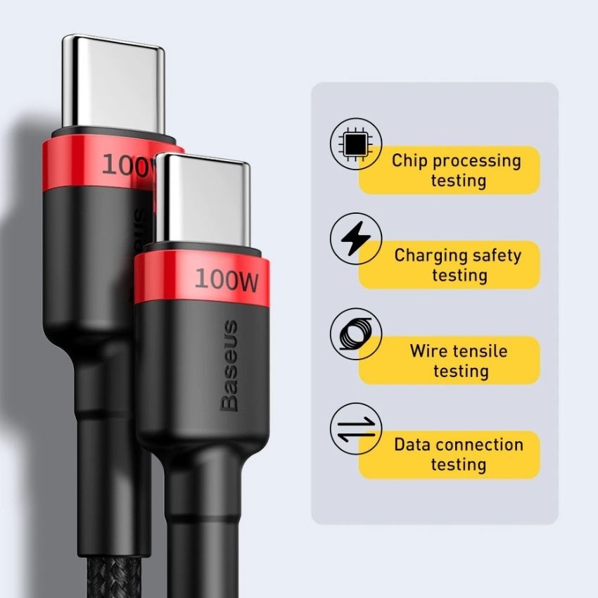 Cáp sạc Baseus sạc nhanh CATKLF-ALG 100W 5A 2m, Fast Charging TYPE C to TYPE C- Hàng Chính Hãng