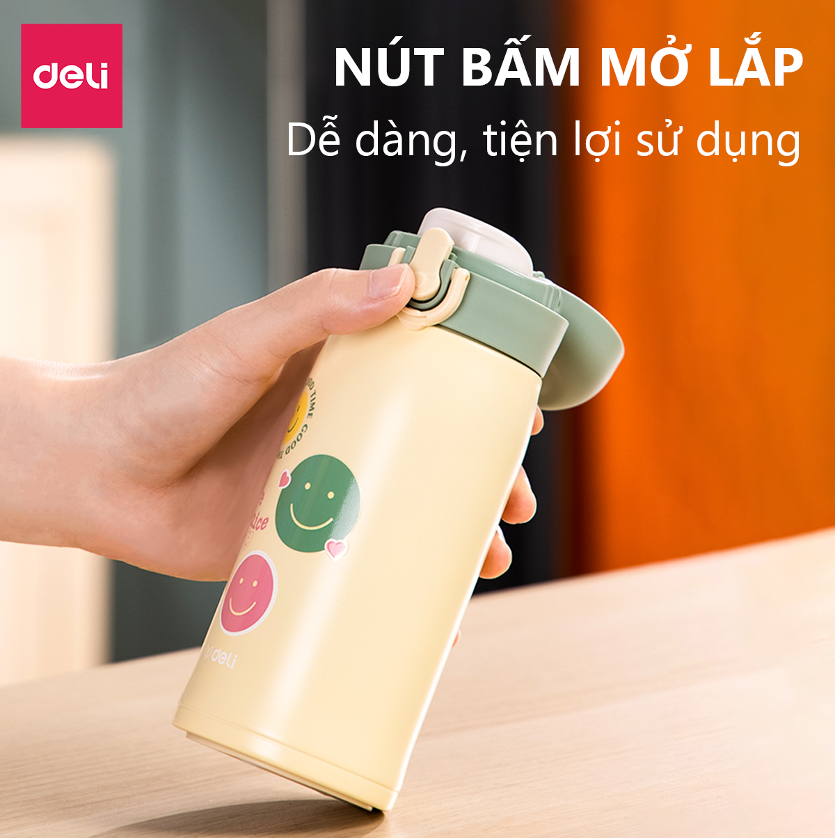 Bình Giữ Nhiệt Nóng Lạnh Vusign Inox 316 350ml Cao Cấp Cách Nhiệt Nắp Bật Có Khóa, Lưới Lọc Trà Họa Tiết Xinh Xắn Deli - Phù Hợp Cà Phê Trà Nước Ép Sinh Tố Đá Du Lịch Đi Học Tập Bình Nước Thể Thao Gym Yoga - LL605