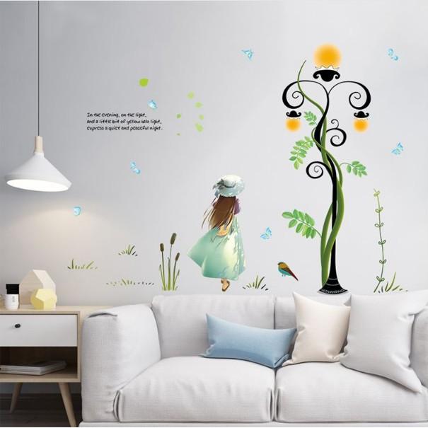 Decal trang trí tường - Bé Gái và cây điện thần kỳ