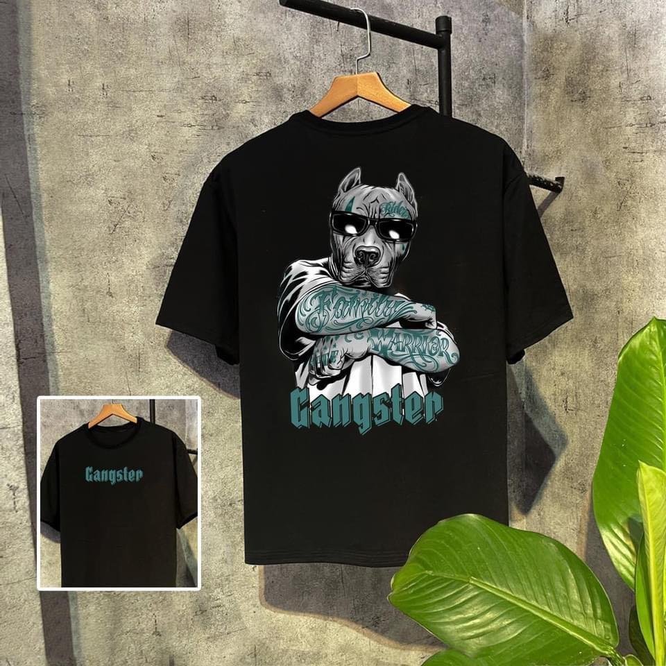 ÁO THUN NAM NỮ BIG SIZE COTTON CHÓ XĂM GANGSTER