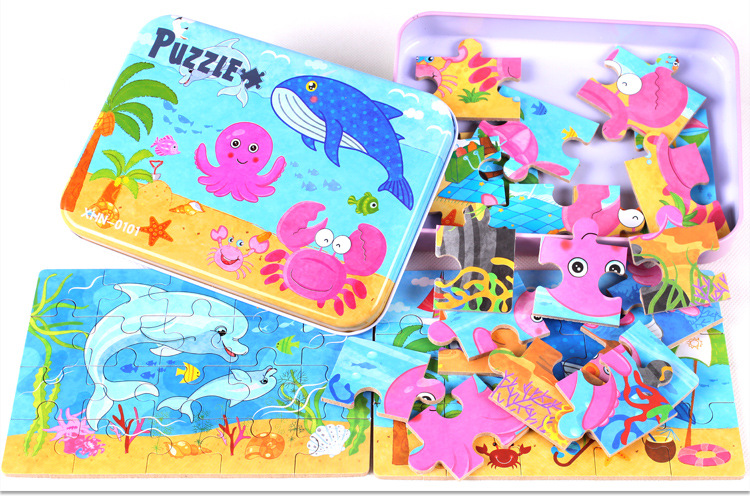 Đồ chơi hộp tranh xếp hình Puzzle 4 cấp độ 9-12-15-20 miếng nhiều chủ đề cho bé - Đồ chơi thông minh trẻ em