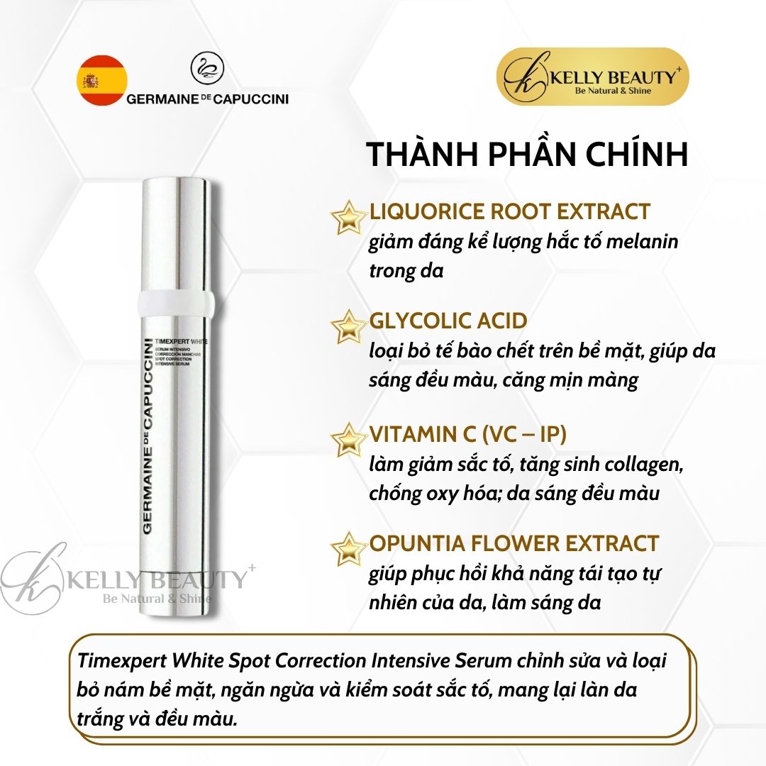 Tinh Chất Mờ Nám Sạm Germaine TIMEXPERT WHITE Spot Correction Intensive Serum - Phân Giải Hắc Tố, Sáng Da | Kelly Beauty