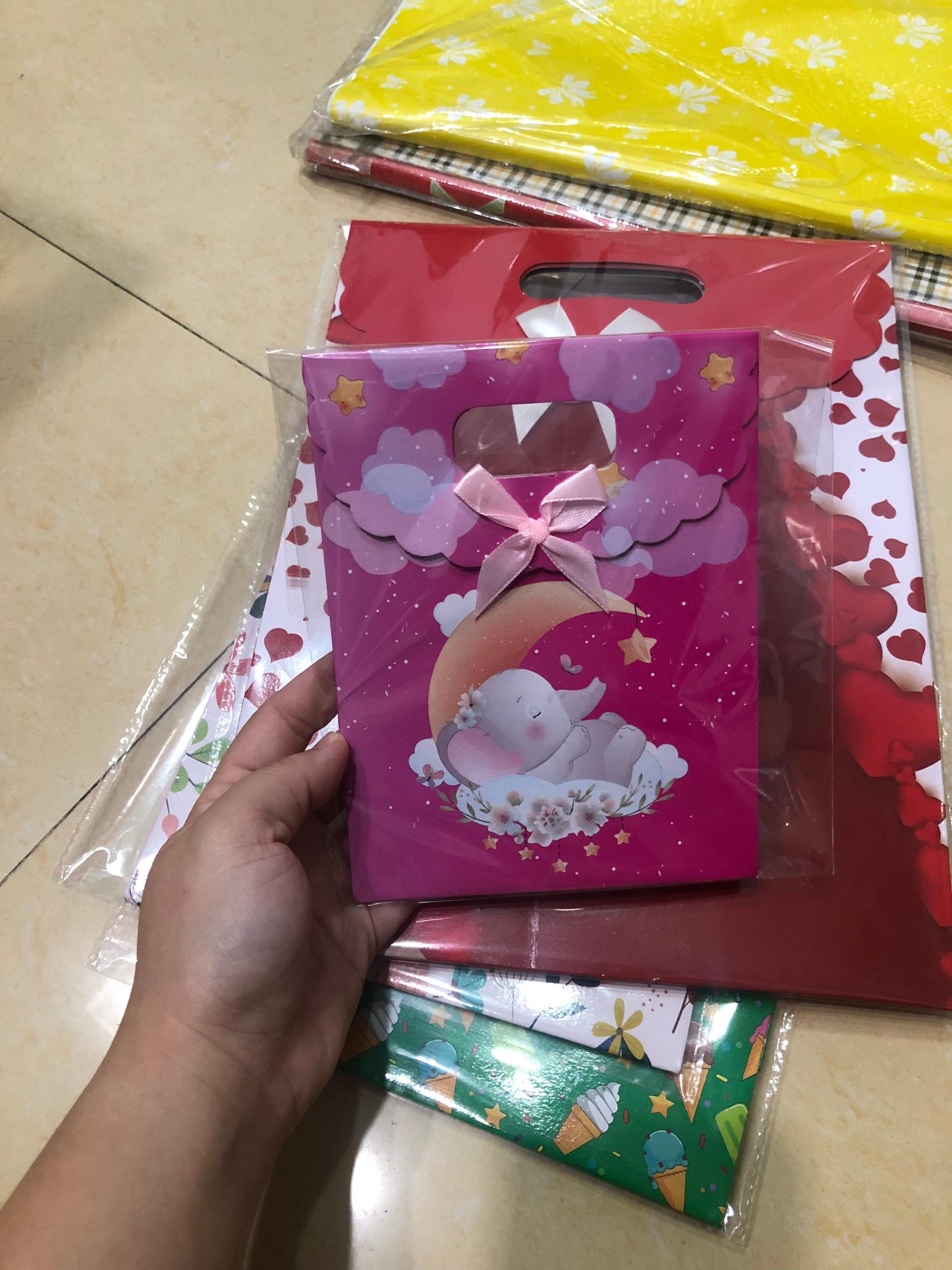 Túi giấy đựng quà các cỡ loại đẹp có nắp, giao hình và màu ngẫu nhiên