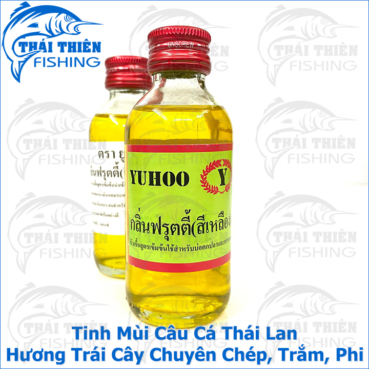 Nước Vàng Câu Cá Yuhoo Thái Lan Chai 58ml Hương Trái Cây Làm Tăng Vị Mồi, Kích Thích Cá Ăn Dùng Câu Cá Chép, Trôi, Trắm, Phi
