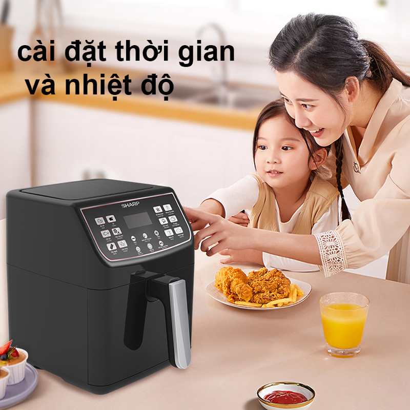 Nồi Chiên Không Dầu Điện Tử Sharp KF-AF55EV-BK (5.2 Lít) – Hàng Chính Hãng