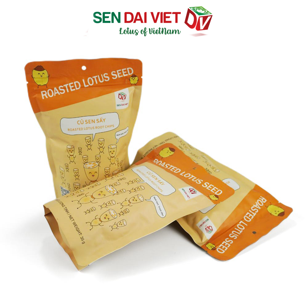 Củ Sen Sấy-Nguyên Vị, Vị Gà Cay, ĐV- Sen Đại Việt- 2 Gói-Gói 35g