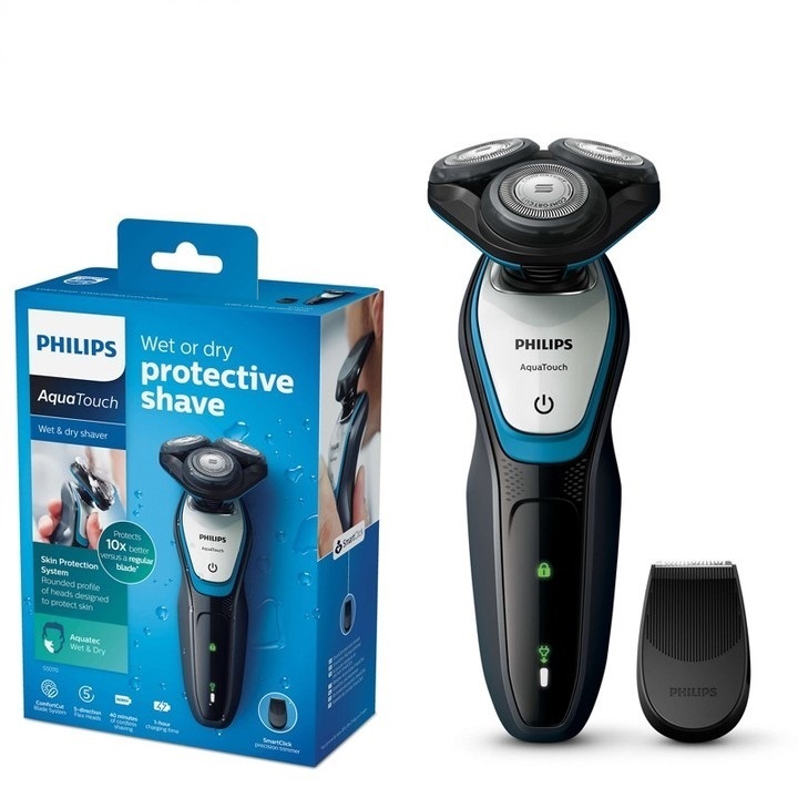 Máy Cạo Râu Khô Và Ướt Thương Hiệu Cao Cấp Philips S5070, tích hợp cả lưỡi thẳng cạo mai, sạc nhanh  (Hàng chính hãng)