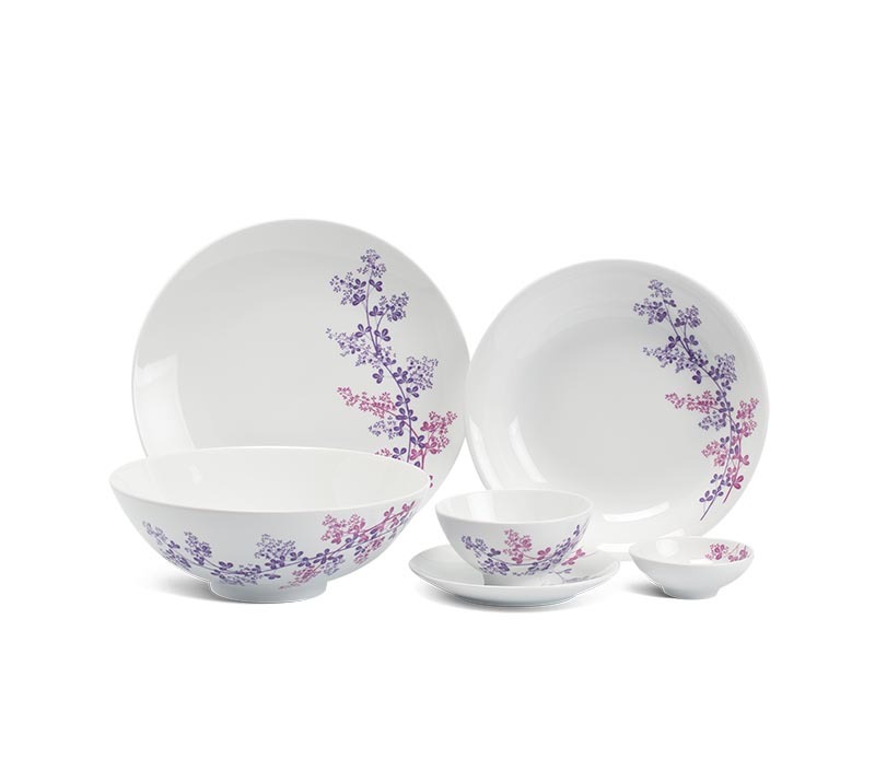 Bộ đồ ăn 09 sản phẩm - Daisy - Cỏ Tím - Gốm sứ cao cấp Minh Long - Làm quà tặng đối tác, tân gia, gia đình
