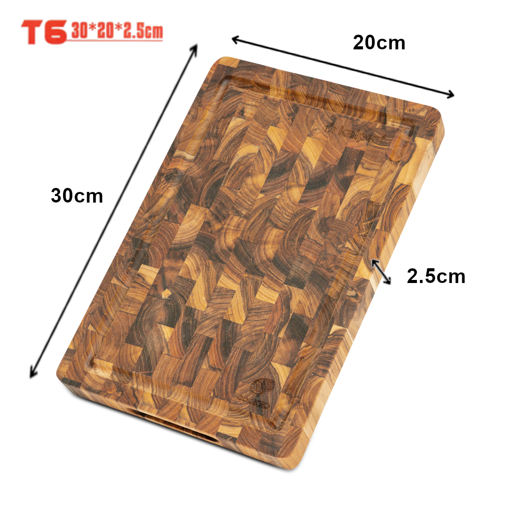 Thớt thái chữ nhật gỗ Teak tự nhiên KALPEN T6 20x30cm/ T7 25x35cm dầy 2.5cm hàng chính hãng