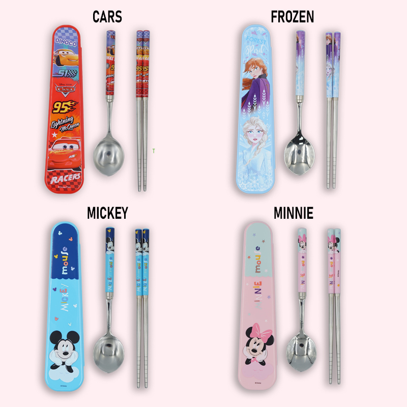 Bộ muỗng đũa inox in hình - Disney Kèm hộp đựng cho bé