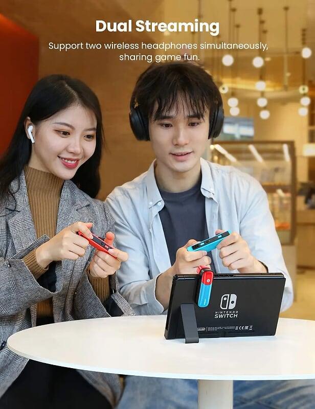 Ugreen UG80188CM324TK Bluetooth 5.0 bộ phát bt jack 3.5mm Audio hỗ trợ chuẩn APTX Low Latency cho Nintendo Switch - Lite. PS4. PC - HÀNG CHÍNH HÃNG