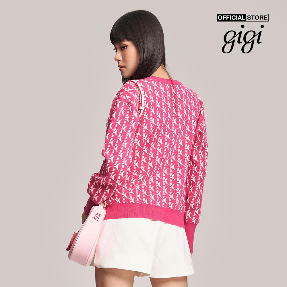 GIGI - Áo khoác cardigan nữ cổ tròn phối họa tiết monogram G1302K221704