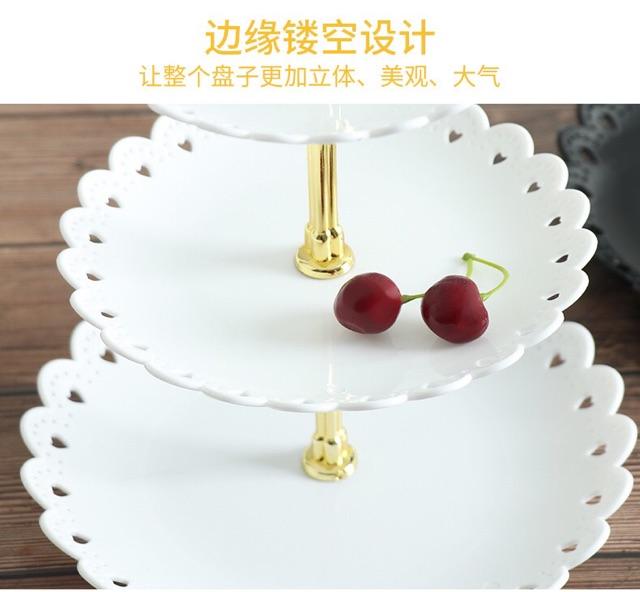 Đĩa ba tầng đựng bánh kẹo hoa quả