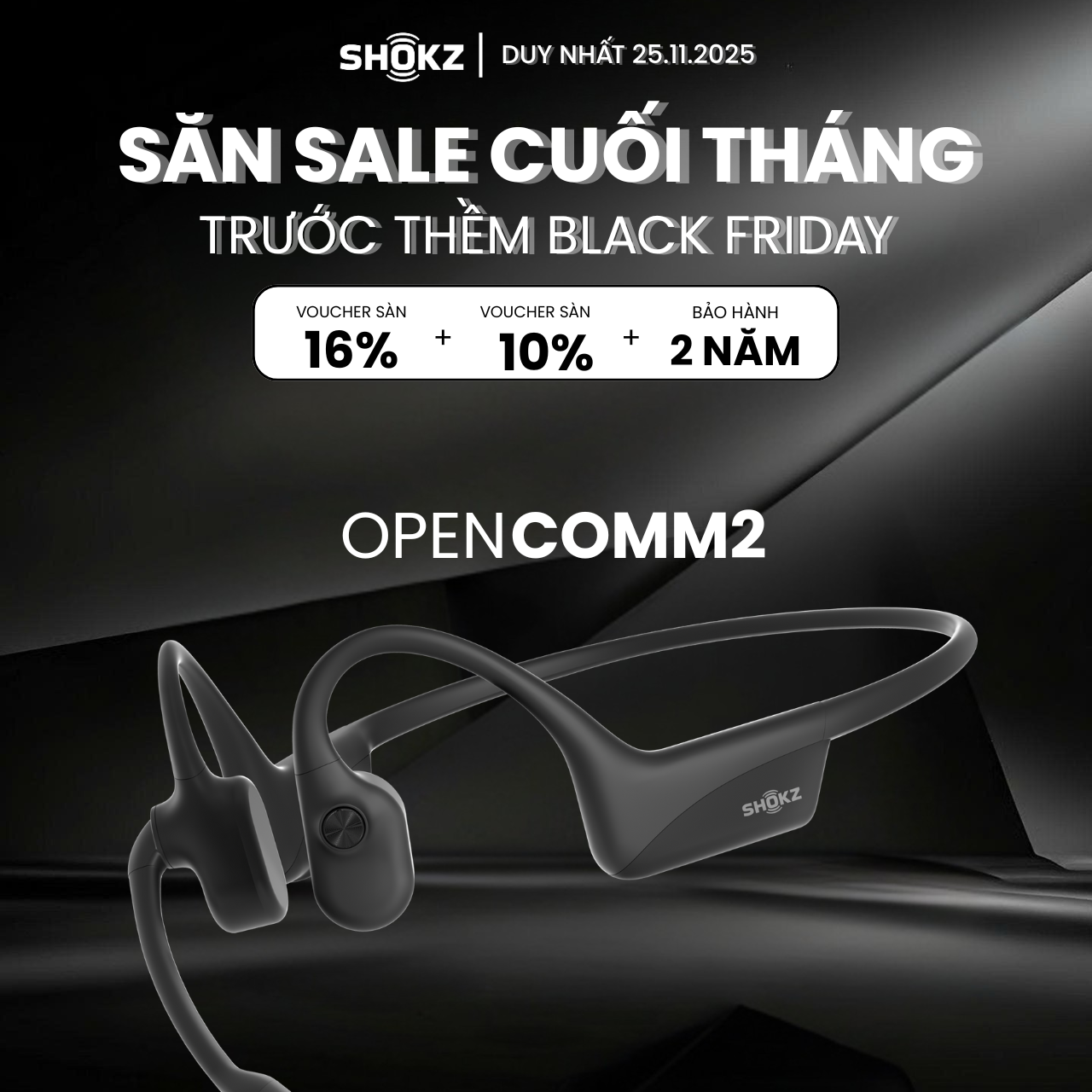 Tai nghe Bluetooth truyền âm thanh qua xương Shokz OPENCOMM2/OPENCOMM2 UC - Hàng Chính Hãng