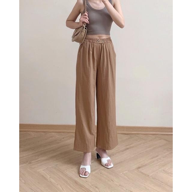 Quần suông đũi culottes nữ chun bụng 2 khuy 72q03 by germe