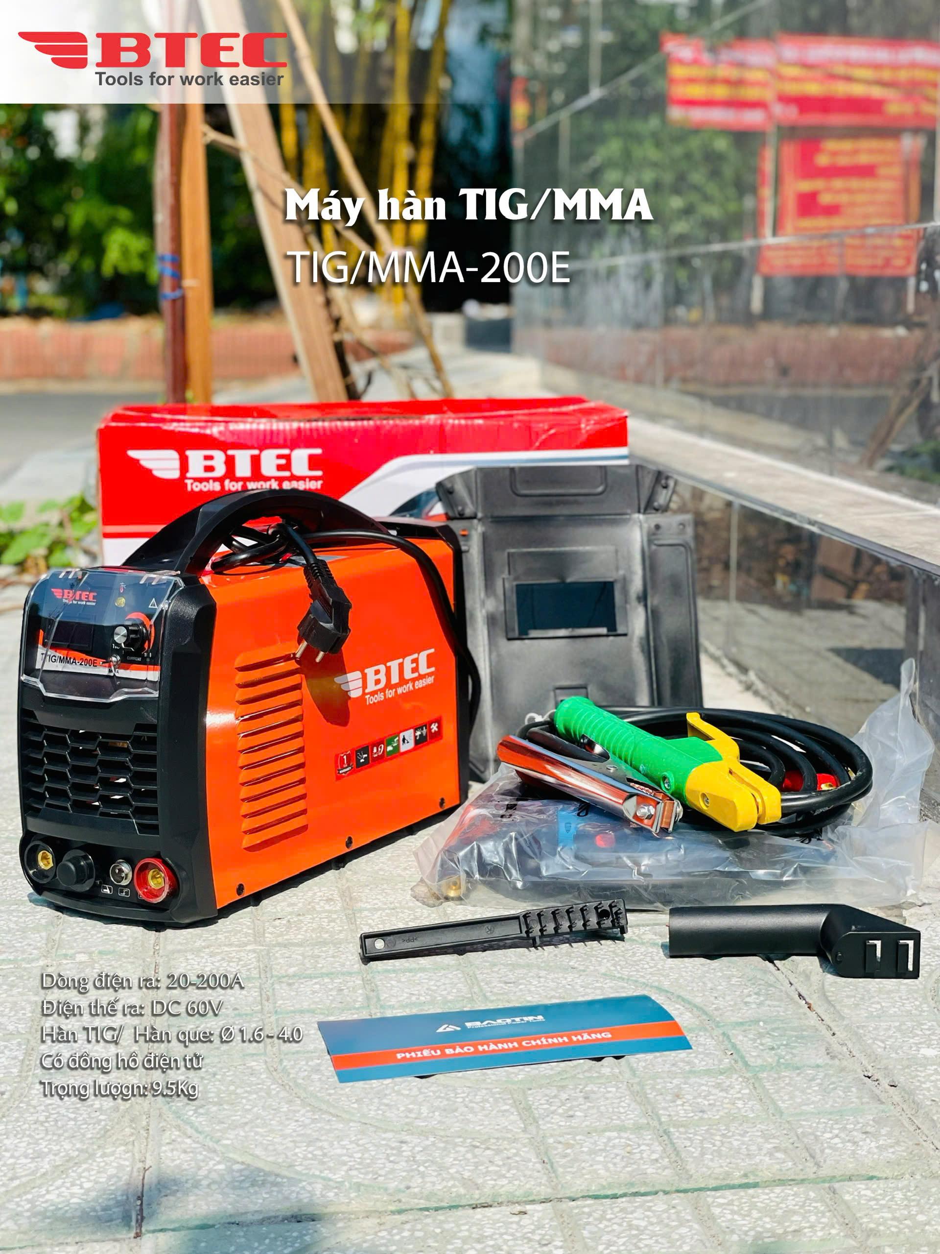 MÁY HÀN TIG/QUE 200A BTEC TIG/MMA 200E- HÀNG CHÍNH HÃNG
