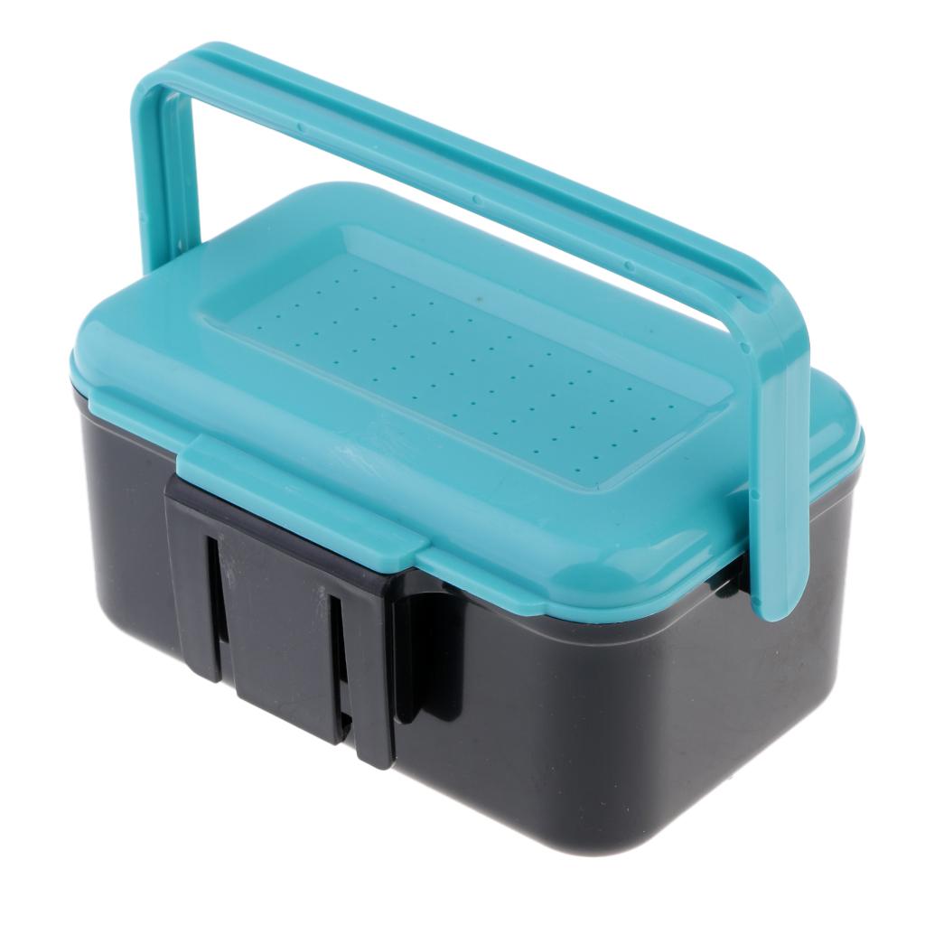 2xBreathable Fishing Tackle Box Earthworm Red Worm Lure Bait Waist Box Blue