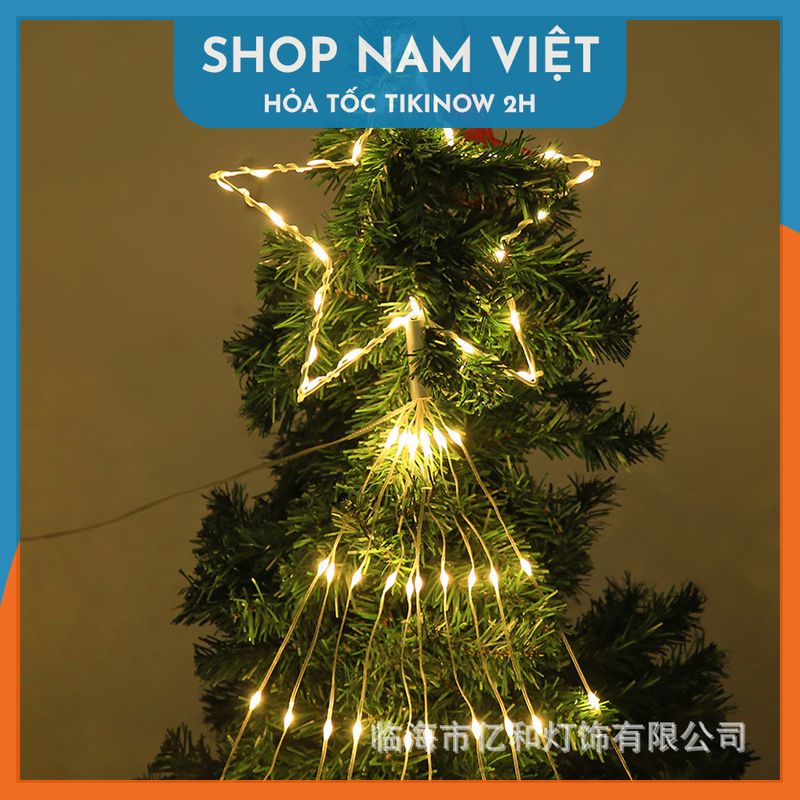 Đèn Ngôi Sao Thả 9 Dây Led Hạt Gạo Trang Trí Ngoài Trời, Treo Cây Thông Giáng Sinh Noel