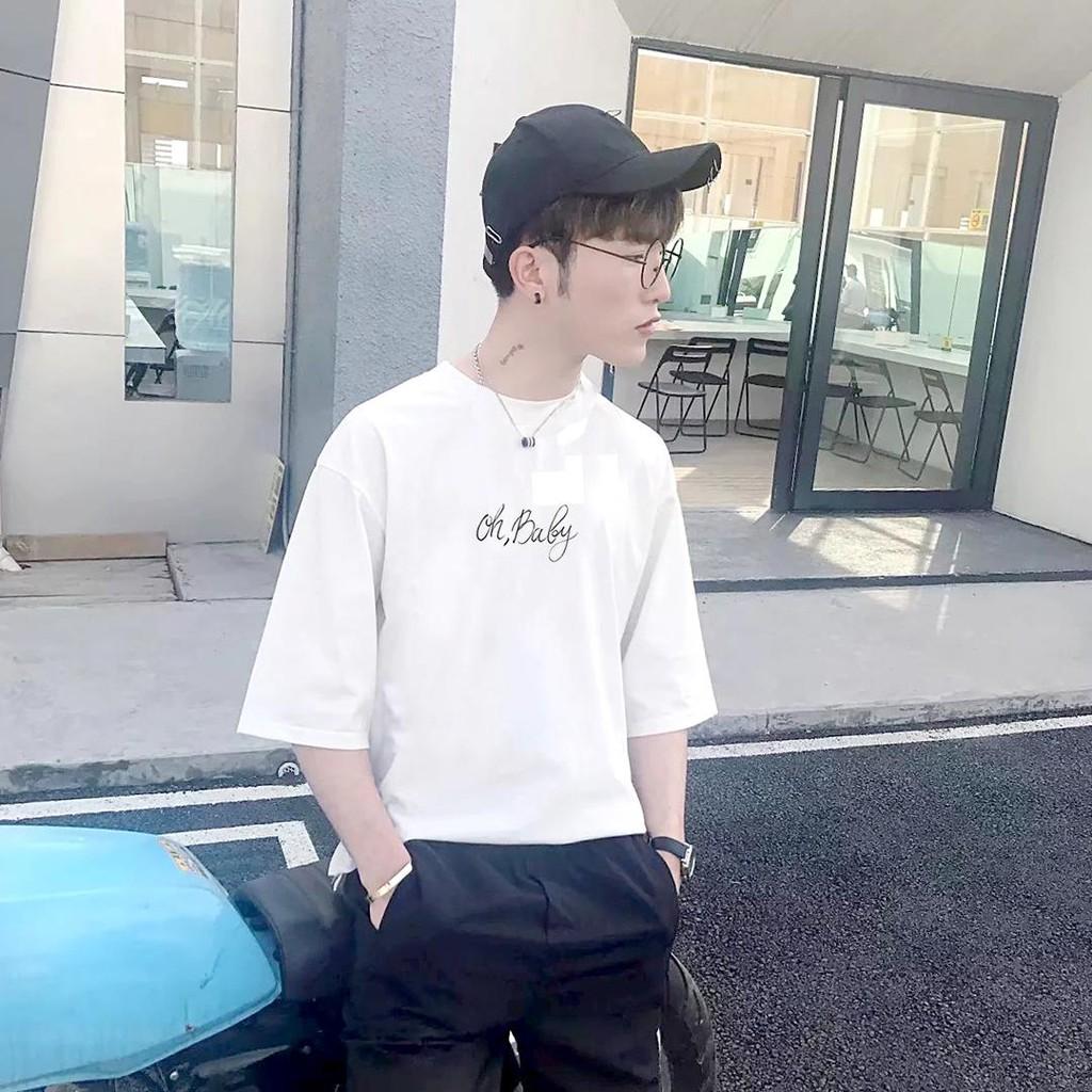 Áo thun tay lỡ nam form rộng in hình oh baby vải dày mịn TEEWO139