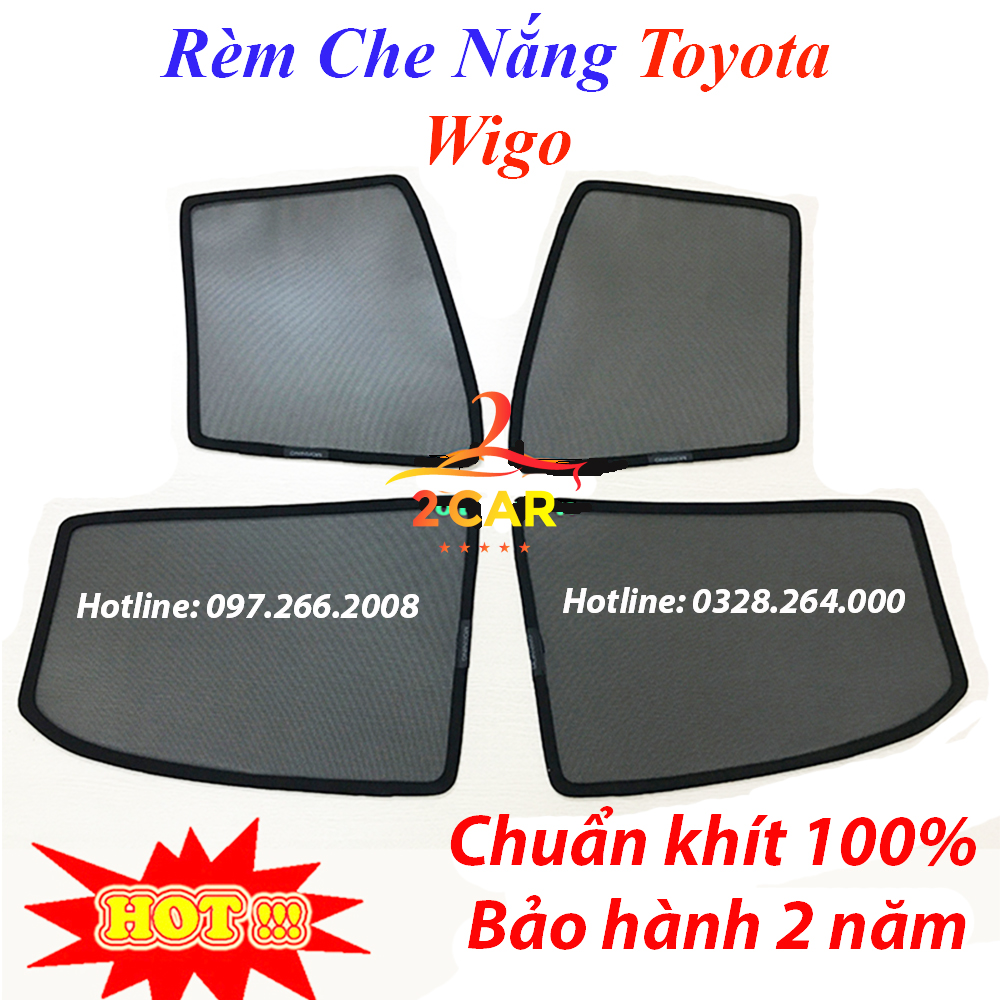 Rèm Che Nắn xe TOYOTA WIGO loại 2 Rèm Chắn Nắng Nam Châm Cho Xe ô tô, Bộ 4 Tấm, có nam châm