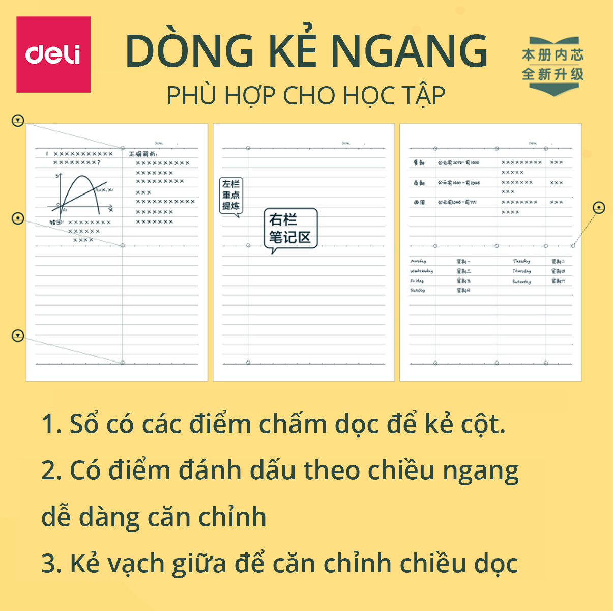 Sổ tay ghi chép khâu gáy A5 B5 kẻ ngang 80 120 trang phiên bản Vương Nguyên mới Deli - Màu ngẫu nhiên - Phù hợp làm sổ planner kế hoạch, sổ nhật kí, tập vở ghi chép - FA560-N10