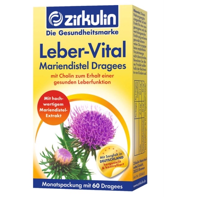 Zirkulin Leber Vital Viên Uống Giải Độc, Tăng Cường Chức Năng Gan.Hạ Men Gan. Đức