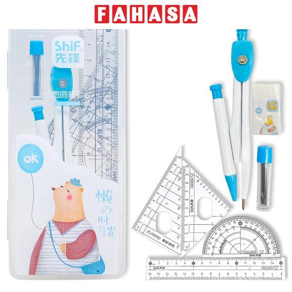 Bộ Compa 7 Món - Bút Chì Kim - ShiF 3039 - Màu Xanh Dương