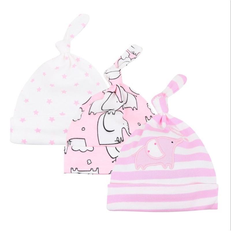 Set 3 mũ cotton sơ sinh Momcare cho bé trai,bé gái từ 0-6m -Amina
