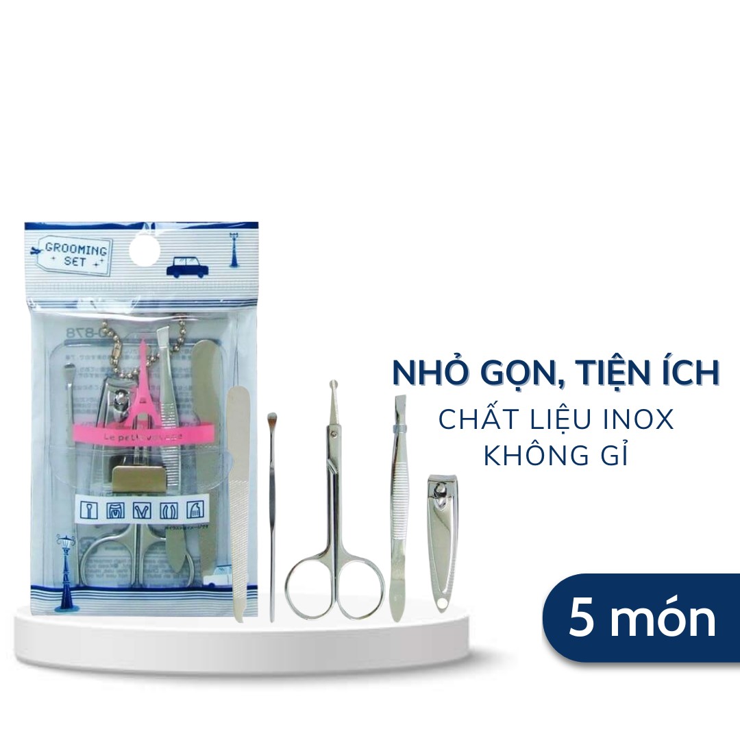 Bộ Chăm Sóc Móng Bỏ Túi (KBN) Chất Liệu Inox Cao Cấp, Túi Đựng Nhựa Tiện Dụng Thiết Kế Nhỏ Gọn