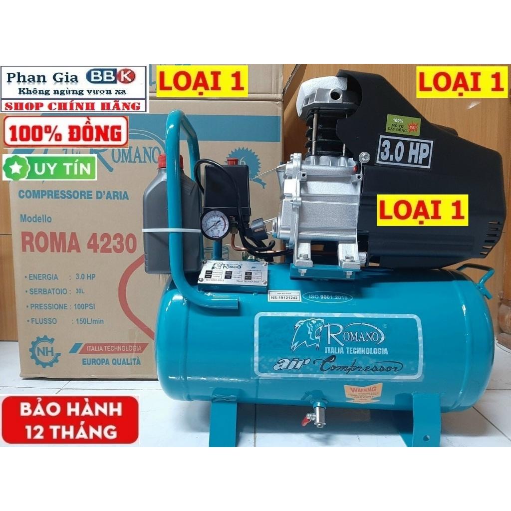 [chính hãƞg] Máy Nén Khí Có Dầu Liền Trục ROMANO 3.0 HP 30L, máy nén khí 100% dây đồng, Bảo hành 1 Năm