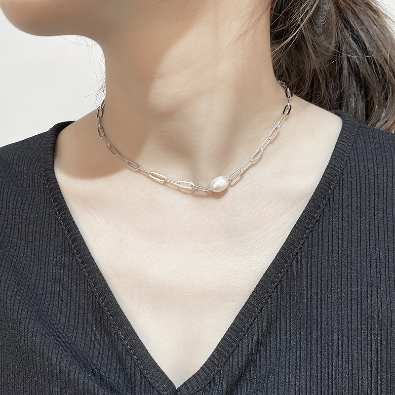 Dây chuyền vòng cổ thời trang mix hạt châu đơn giản cá tính punk rock Âu Mỹ