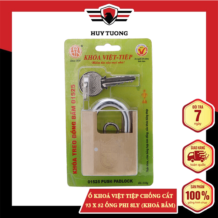 Ổ Khoá Việt Tiệp Chống Cắt 73 x 52 Ống Phi 8Ly