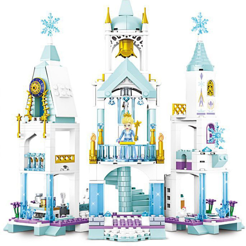Đồ chơi lắp ráp Công chúa Elsa Snow Castle , lâu đài tuyết cho bé gái 360