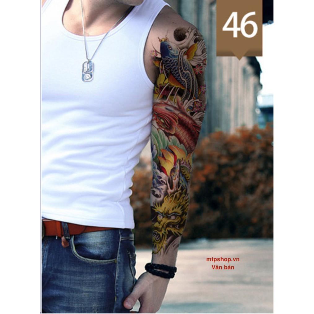 Hình xăm dán kín tay màu cao cấp 17x48cm