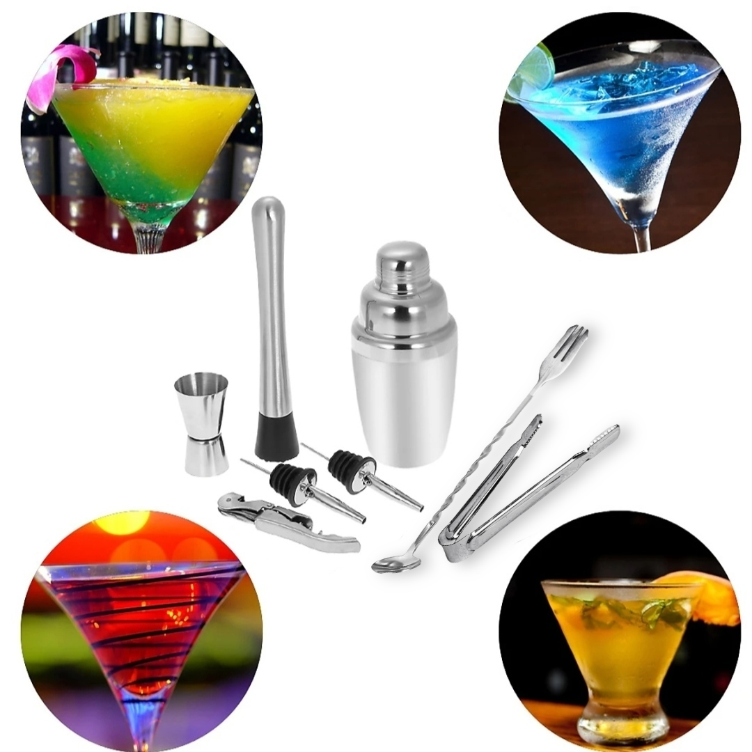 Bộ 8 Món Dụng Cụ Lắc Cocktail Kèm Đồ Mở Nắp Chai Ly Muỗng cao cấp