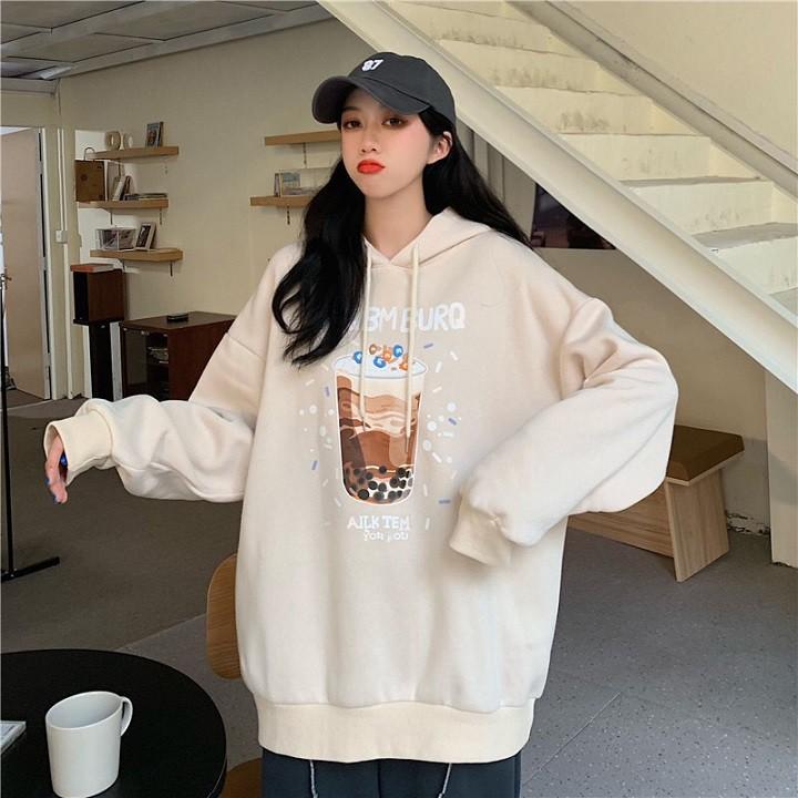Áo Hoodie - Áo Khoác Nỉ Bông in Ly Trà Sữa 3 Màu Unisex Nam Nữ Form Rộng Ulzzang Áo Nỉ Hoodie Nam Nữ Chất Vải Nỉ Dầy Ấm Mềm Mịn Dáng Rộng Thoải Mái Phong Cách Ulzzang Mẫu Mới